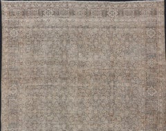 Greene & Greene, Marrone & Tan  Tappeto persiano Tabriz antico con disegno Herati all over