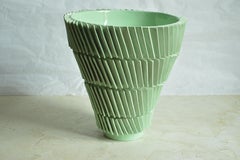 Large Light Green Ceramic Vase Glazed Earthenware Contemporary  Italy Unique