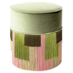 Hellgrüner Couture-Hocker mit geometrischen Streifen