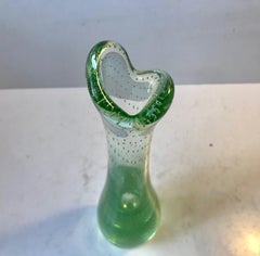 Light Green Duckling Glass Vase with Air Bubbles by Per Lütken, Holmegaard 1950s
