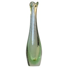 Light Green Duckling Glass Vase with Air Bubbles by Per Lütken, Holmegaard 1950s