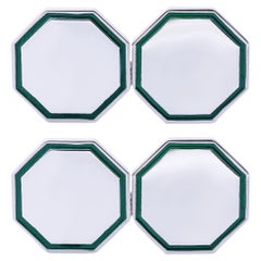 Gemelli in argento sterling con smalto verde chiaro