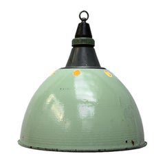 Light Green Enamel Vintage Industrial Cast Aluminum Top Pendant Light
