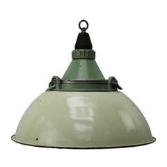 Light Green Enamel Vintage Industrial Cast Aluminum Top Pendant Light