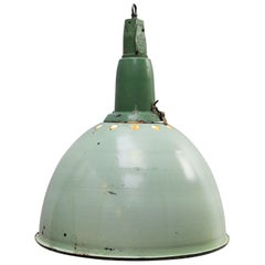 Light Green Enamel Vintage Industrial Cast Aluminum Top Pendant Light