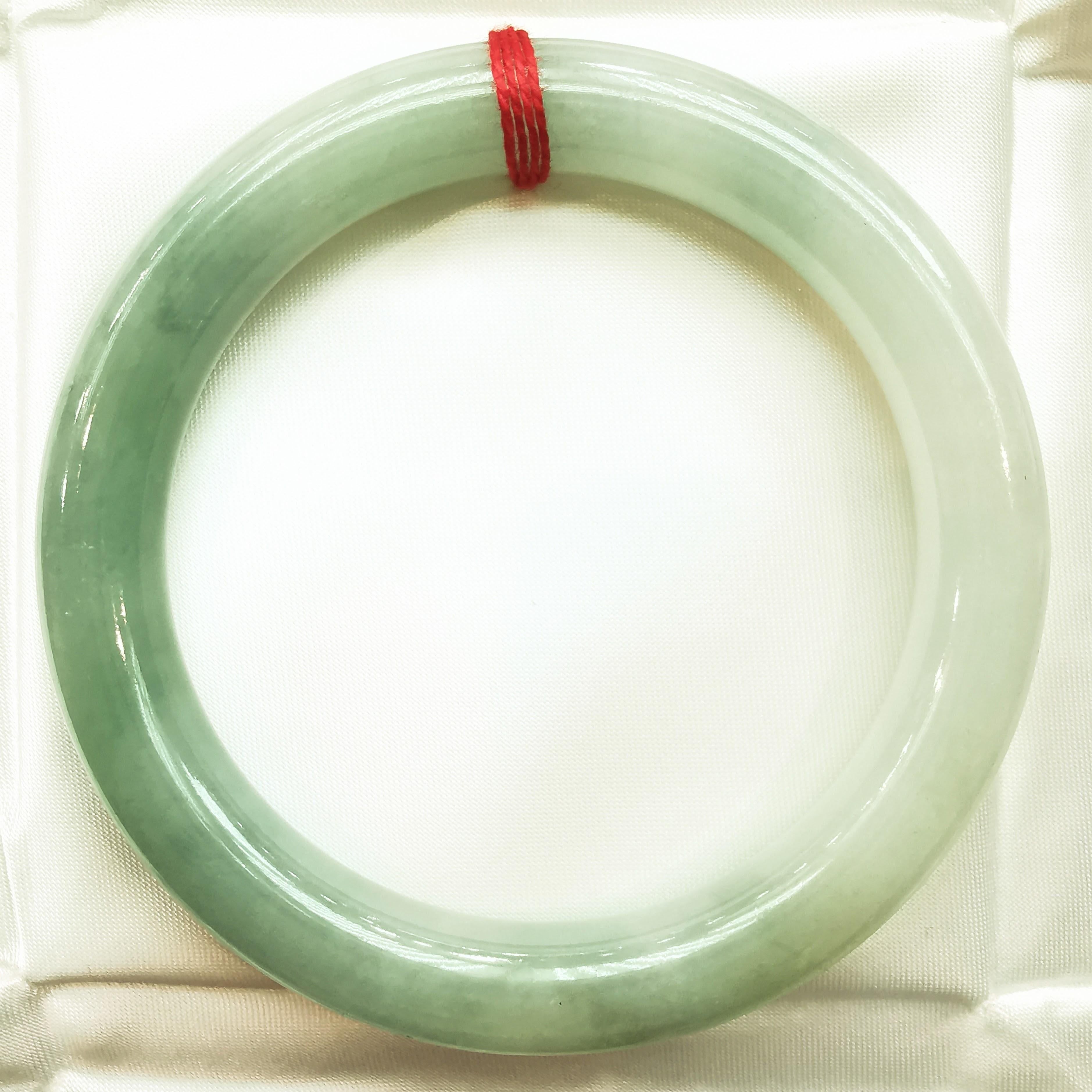 Contemporary Light Green Jade Bangle For Sale