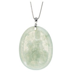 Light Green Jadeite Jade Quan Yin Pendant, Certified Untreated