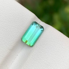 Light Green & Light Neon Blue Two Tone Tourmaline Ring Gemstone 1.70 Ct Jewelry