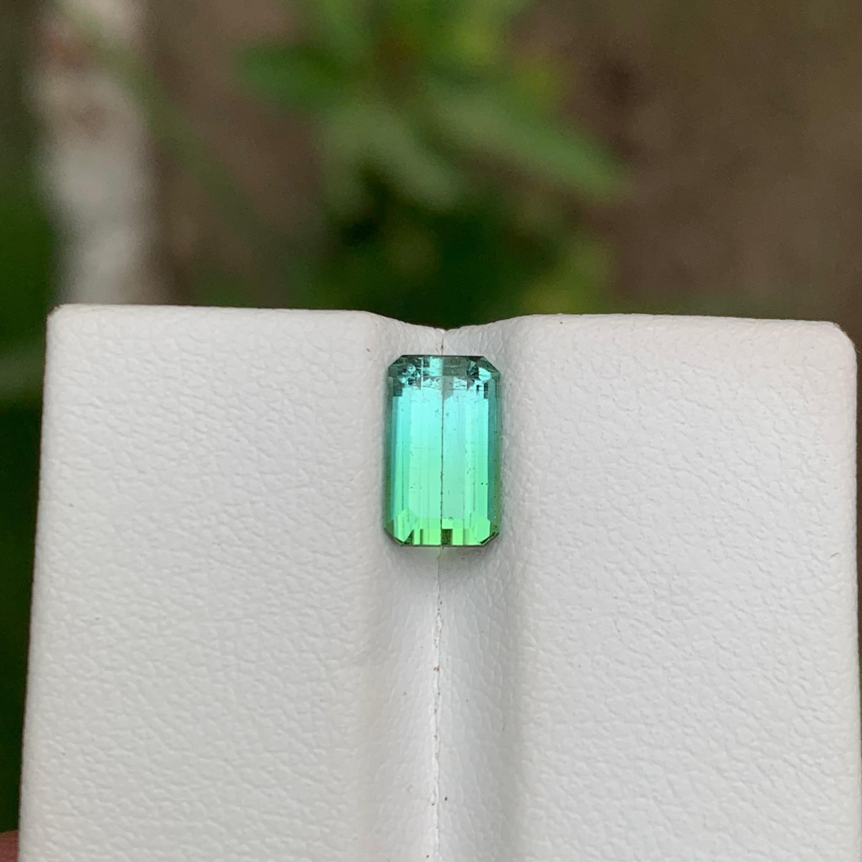 Taille émeraude Lights & Light Neon Blue Tourmaline Ring Gemstone 1.70 Ct Jewelry en vente