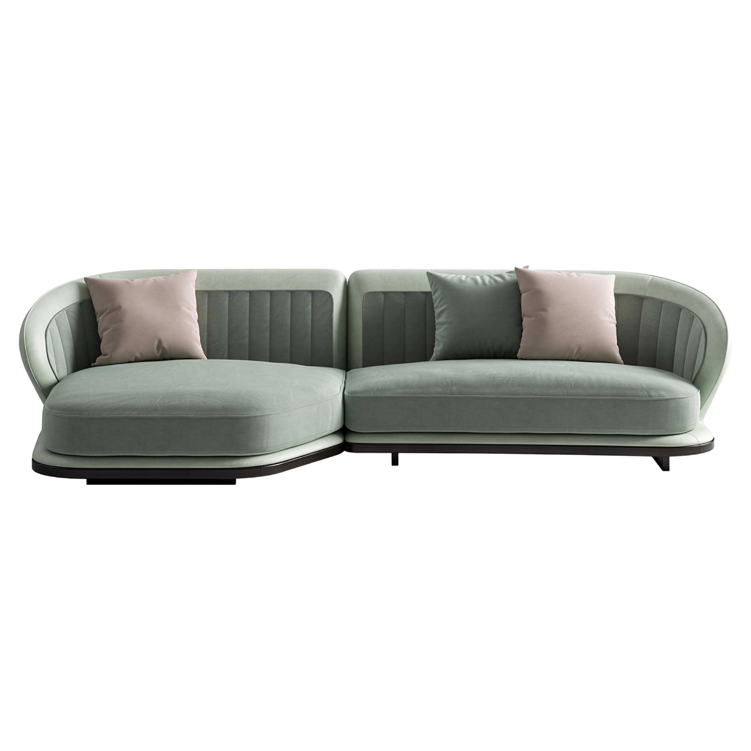 Light Green Modular Sofa For Sale