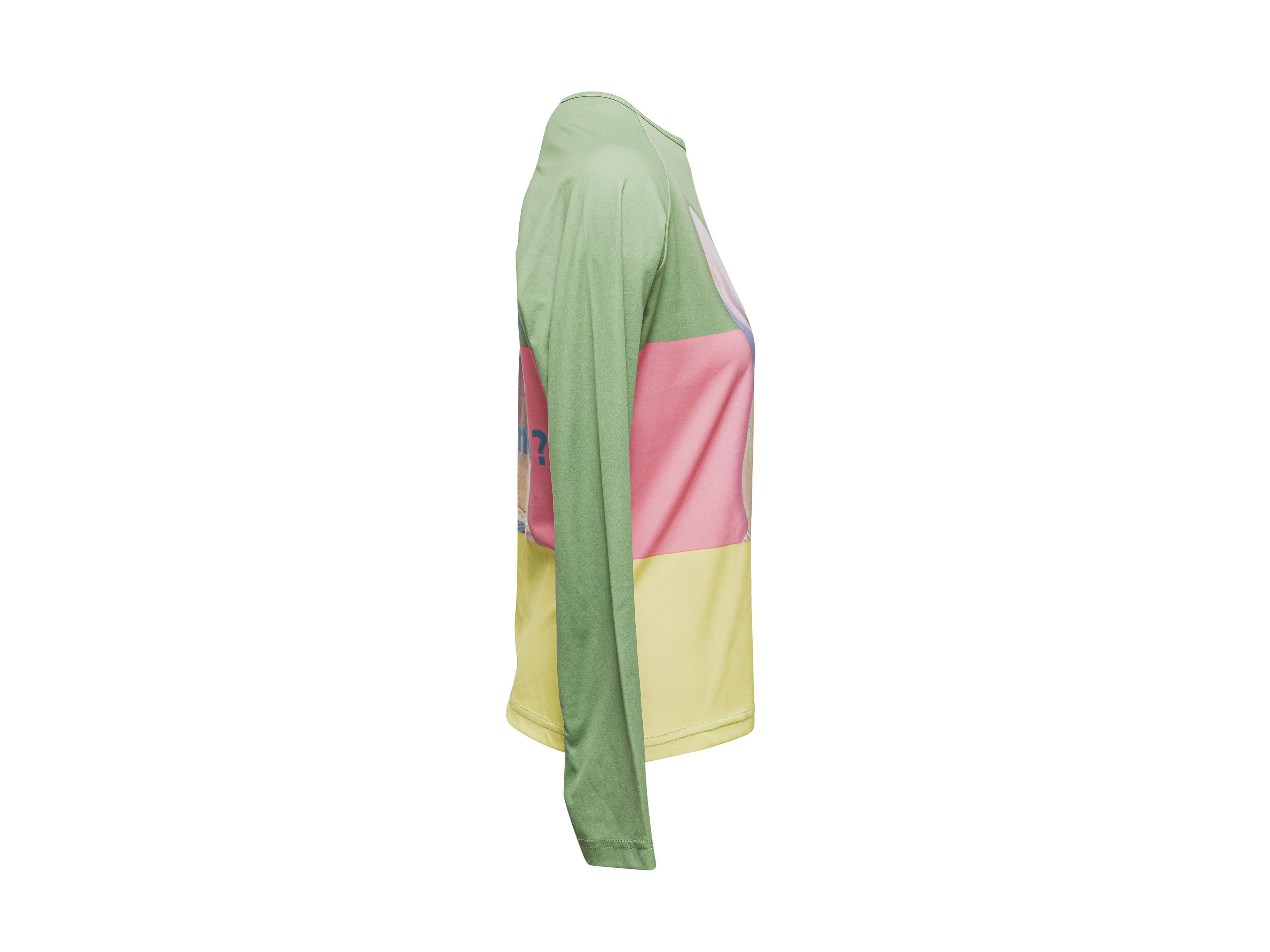 Beige Chemise à manches longues vert clair et multicolore Wild & Lethal Trash Bunny imprimé en vente