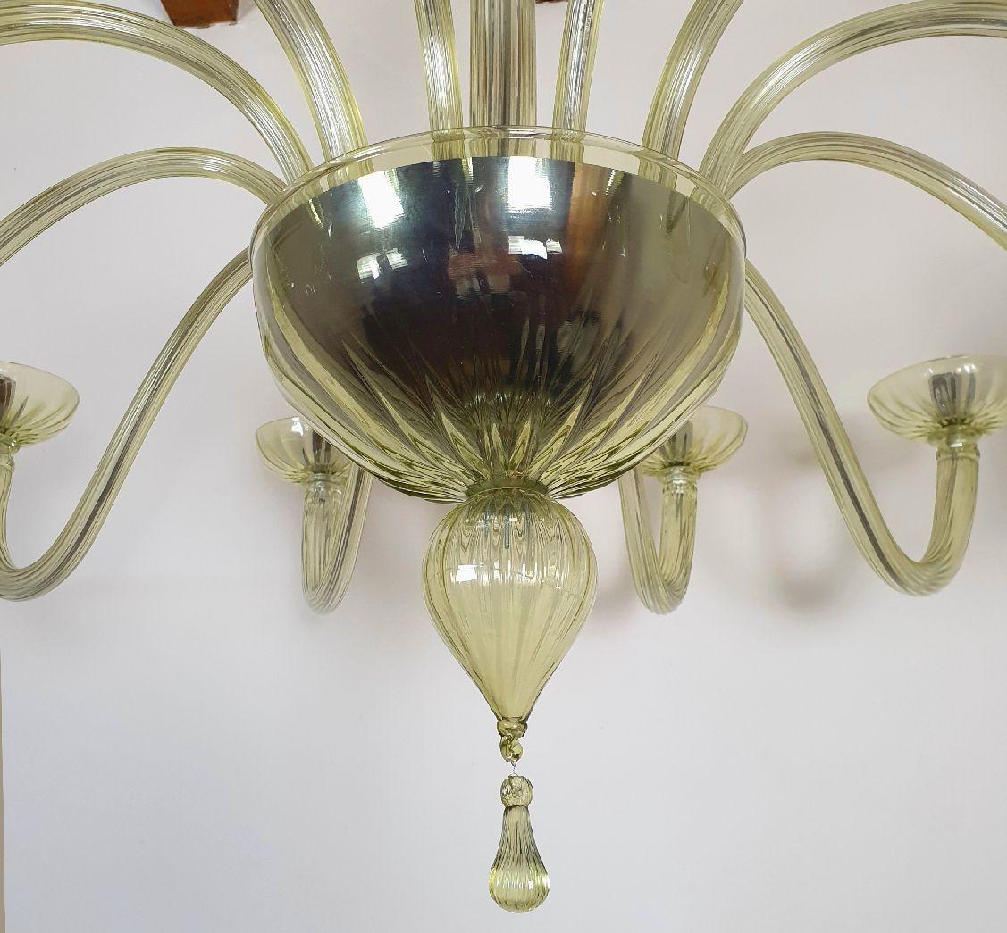 Light Green Murano Glass Extra Large Chandelier, Mid-Century Modern 5