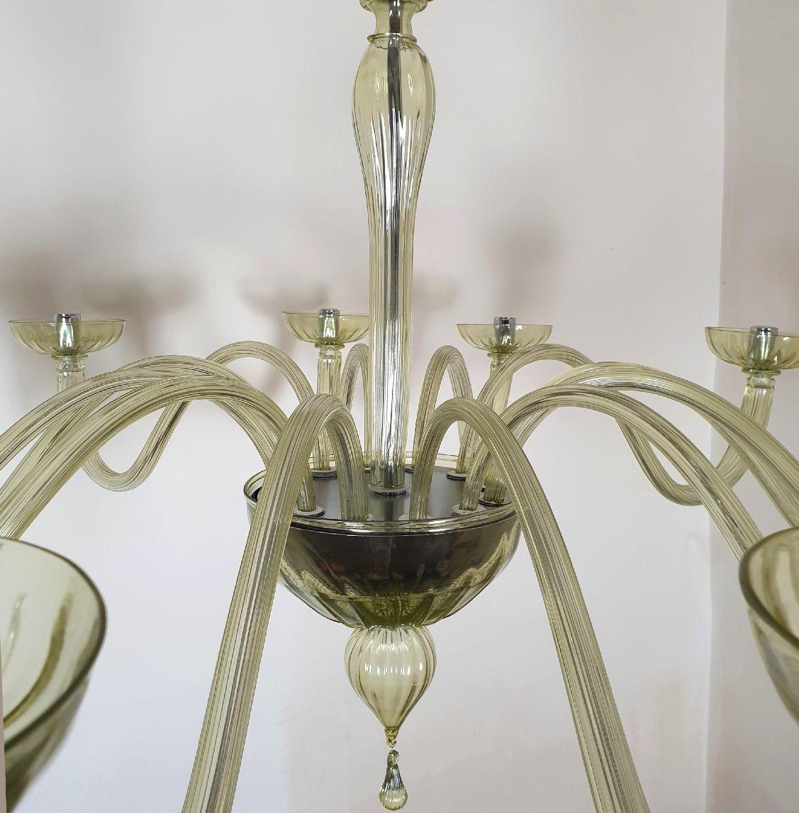 Light Green Murano Glass Extra Large Chandelier, Mid-Century Modern 7