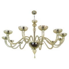 Light Green Murano Glass Extra Large Chandelier, Mid-Century Modern