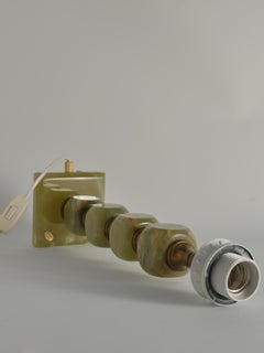 Light Green Onyx and Brass Table Lamp by Tornborg & Co, Sweden, 1970s