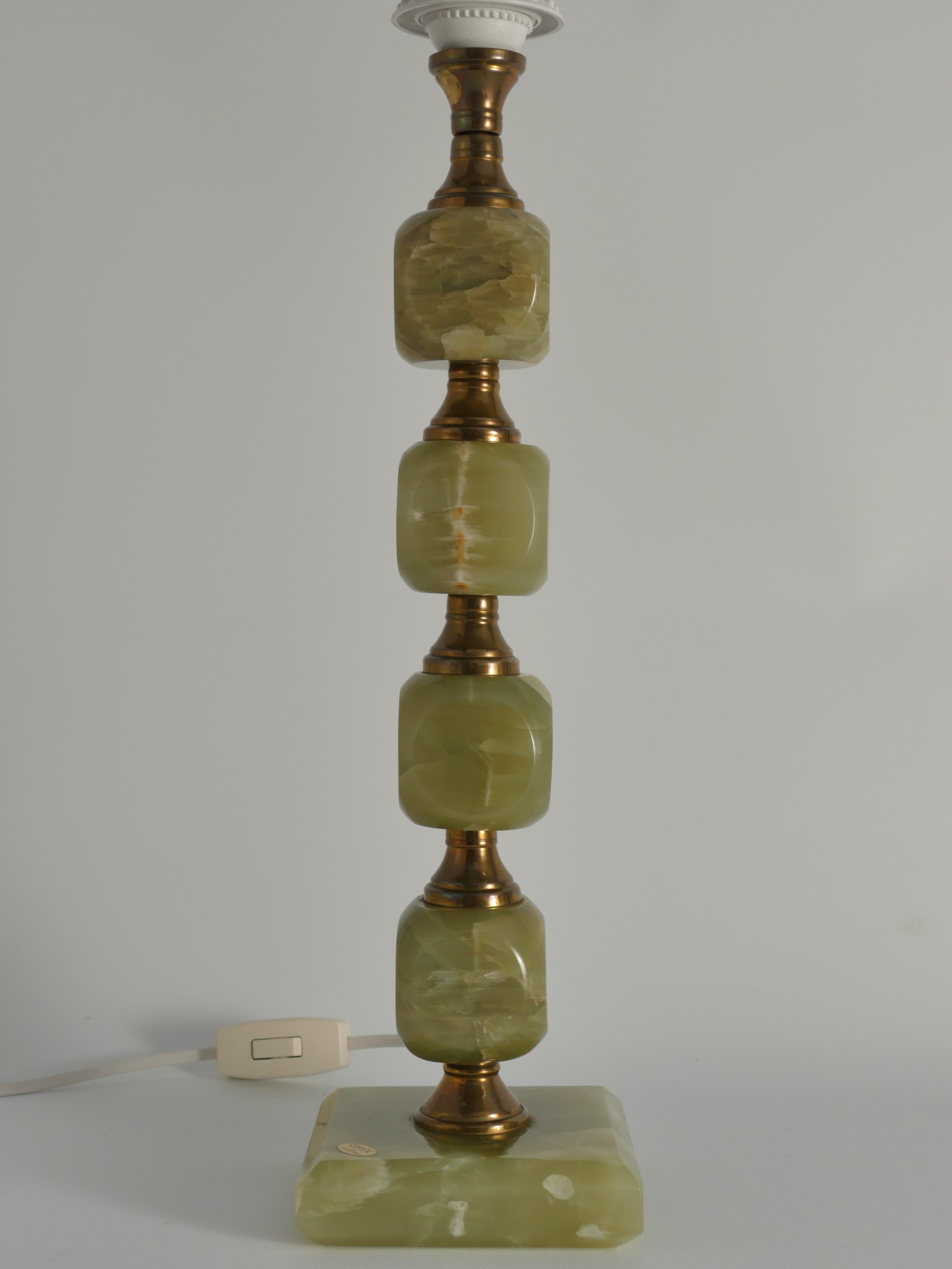 Suédois Lampe de bureau vert clair et laiton de Tornborg & Co, Suède, 1970 en vente
