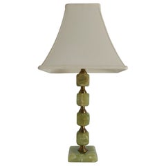 Light Green Onyx and Brass Table Lamp by Tornborg & Co, Sweden, 1970s