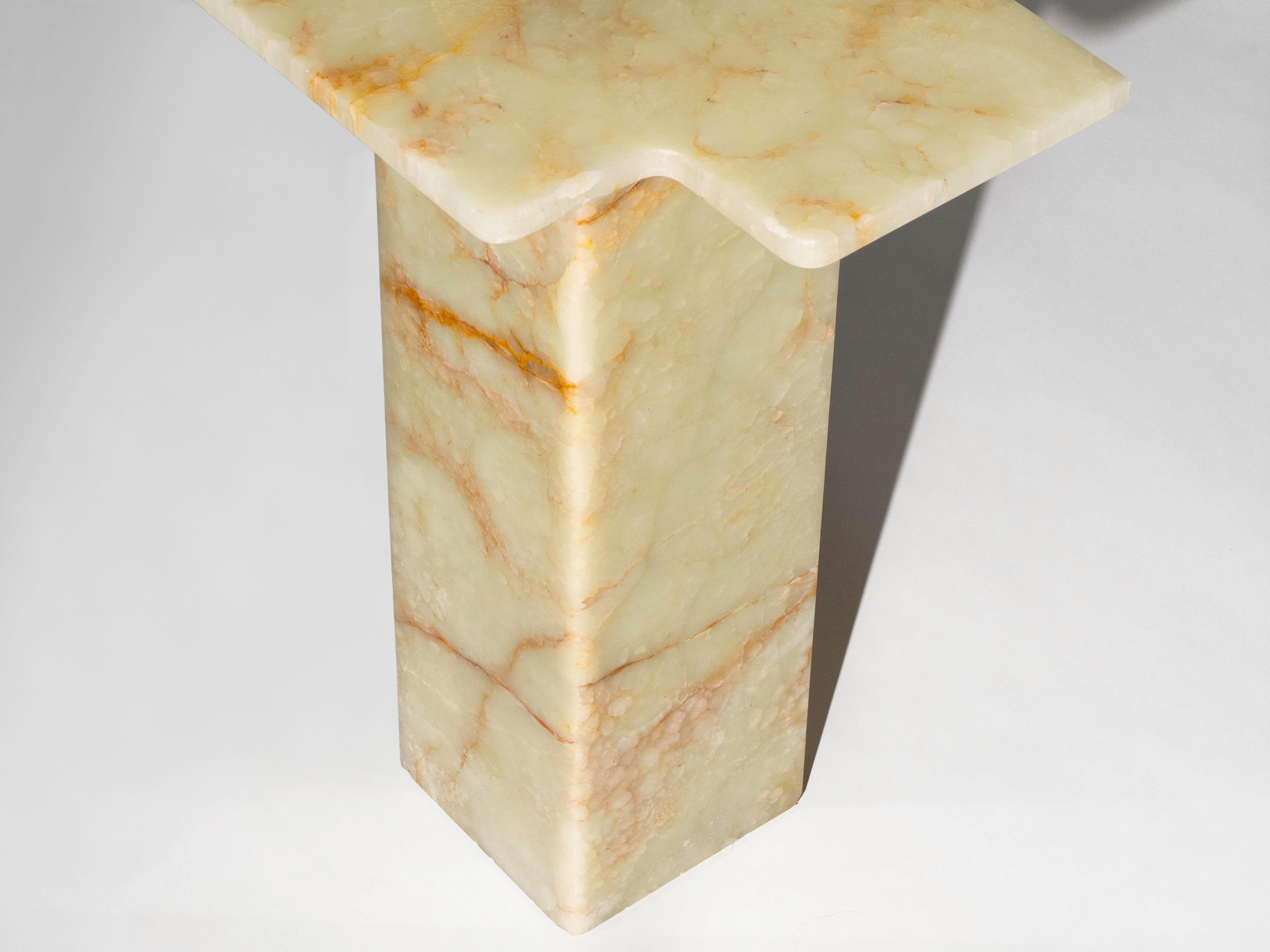 European Light Green Onyx Pedestal Table,  1970's For Sale