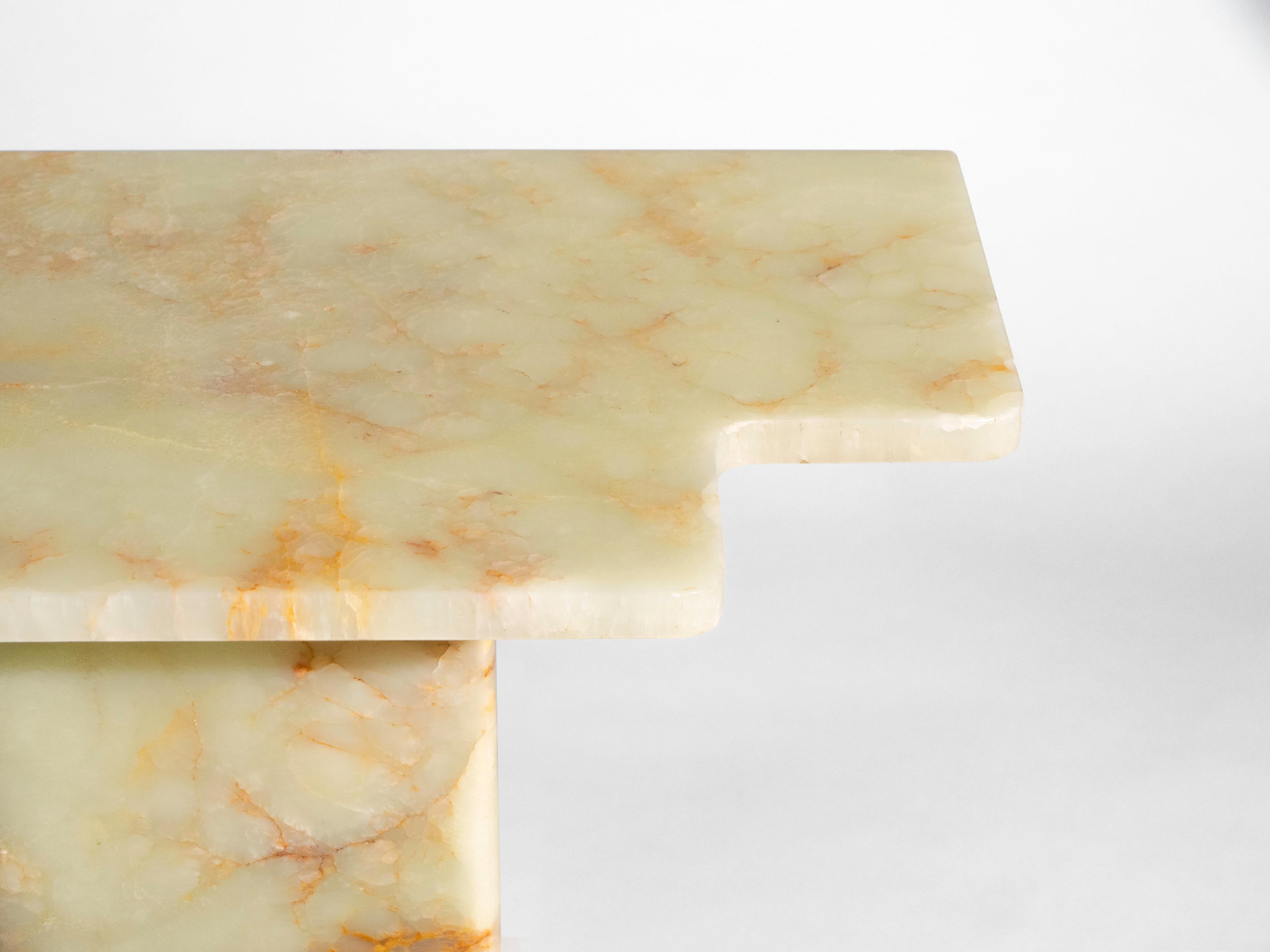Light Green Onyx Pedestal Table,  1970's For Sale 3