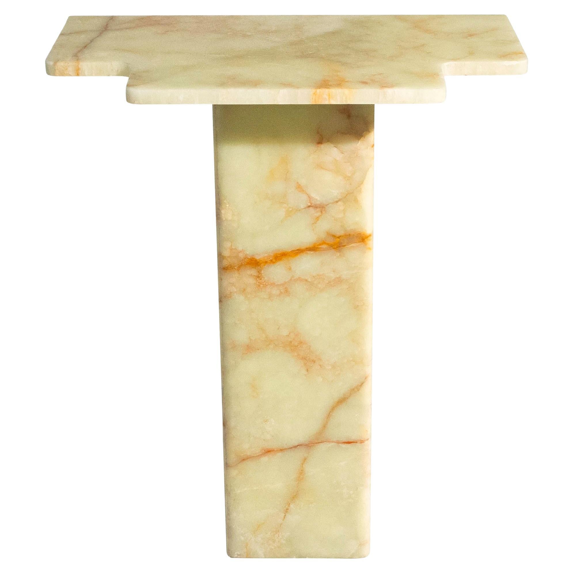 Light Green Onyx Pedestal Table,  1970's For Sale