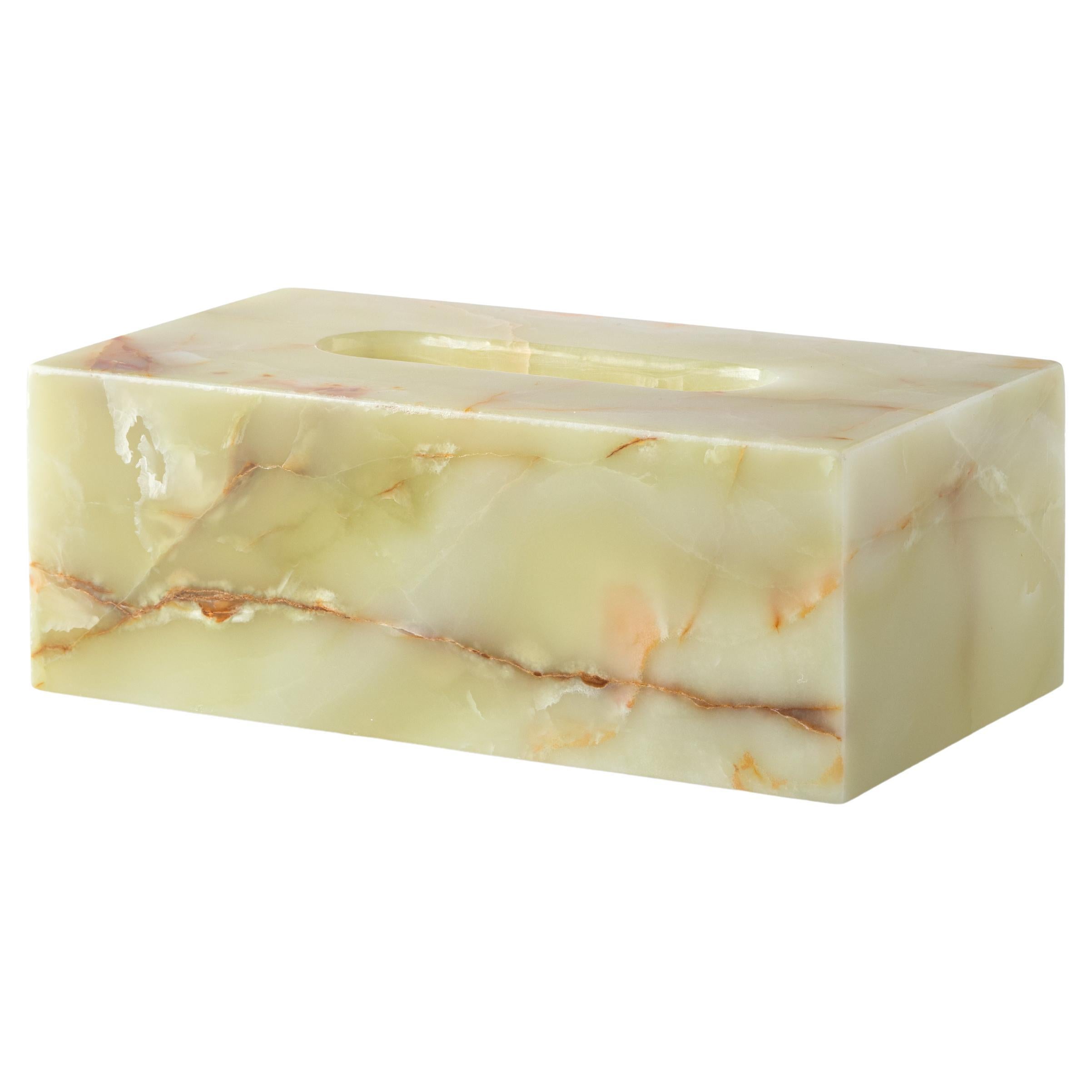 Caja de pañuelos rectangular de ónice verde claro