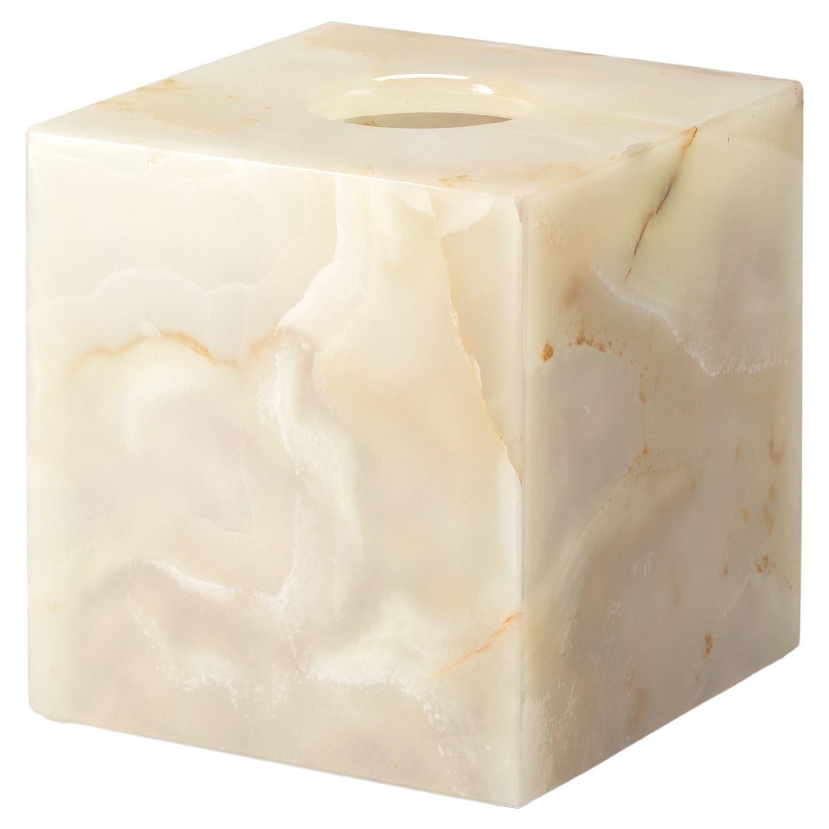Light Green Onyx Square Tissue Box For Sale