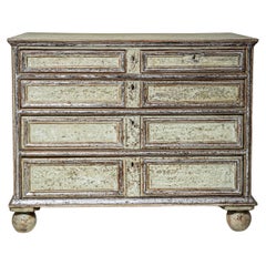 Light Green Patinated Chest of Drawers with Silvered Accents, late 18th Century