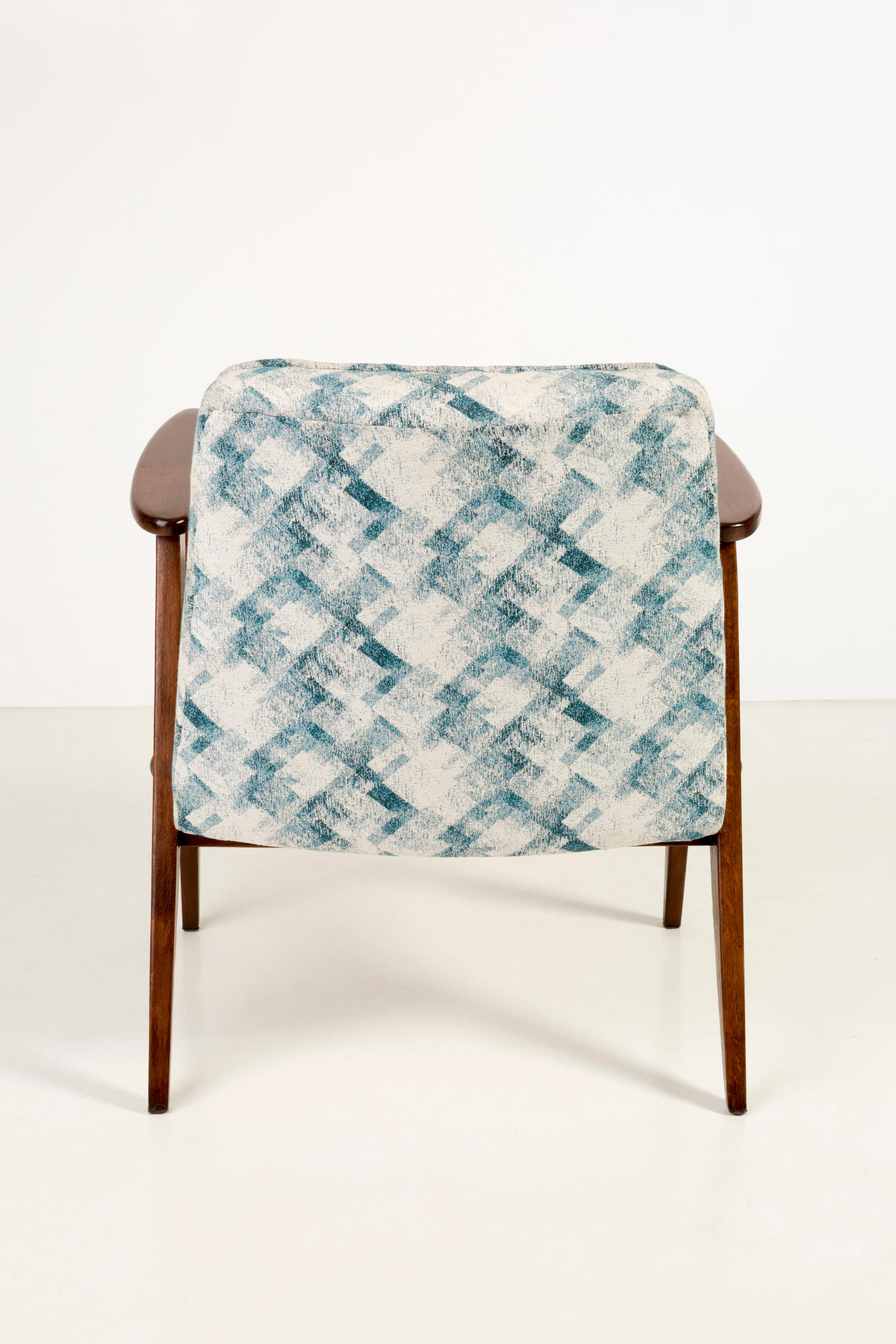 Hand-Crafted Light Green Pattern 366 Armchair, Jozef Chierowski, 1960s For Sale