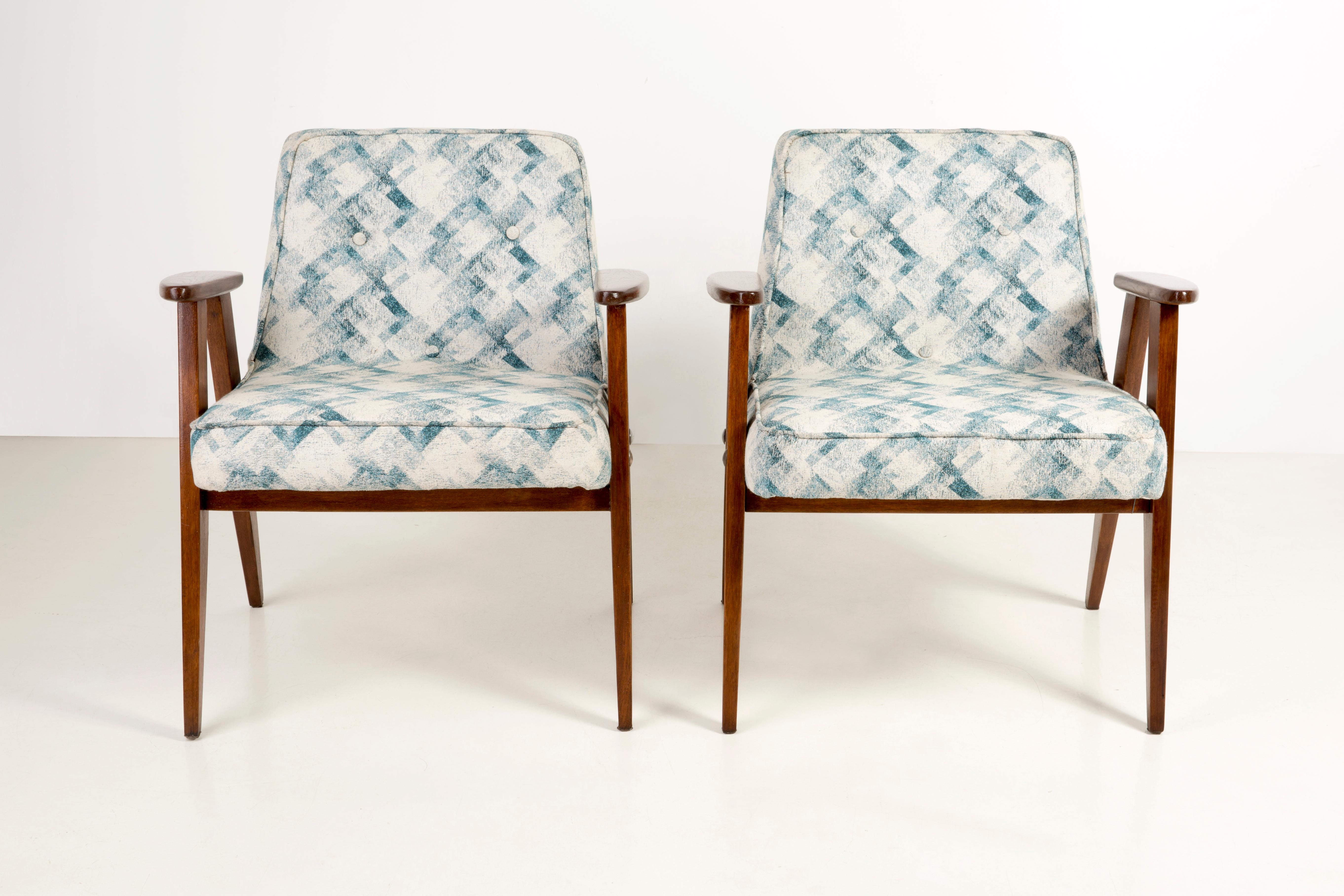 20th Century Light Green Pattern 366 Armchair, Jozef Chierowski, 1960s For Sale