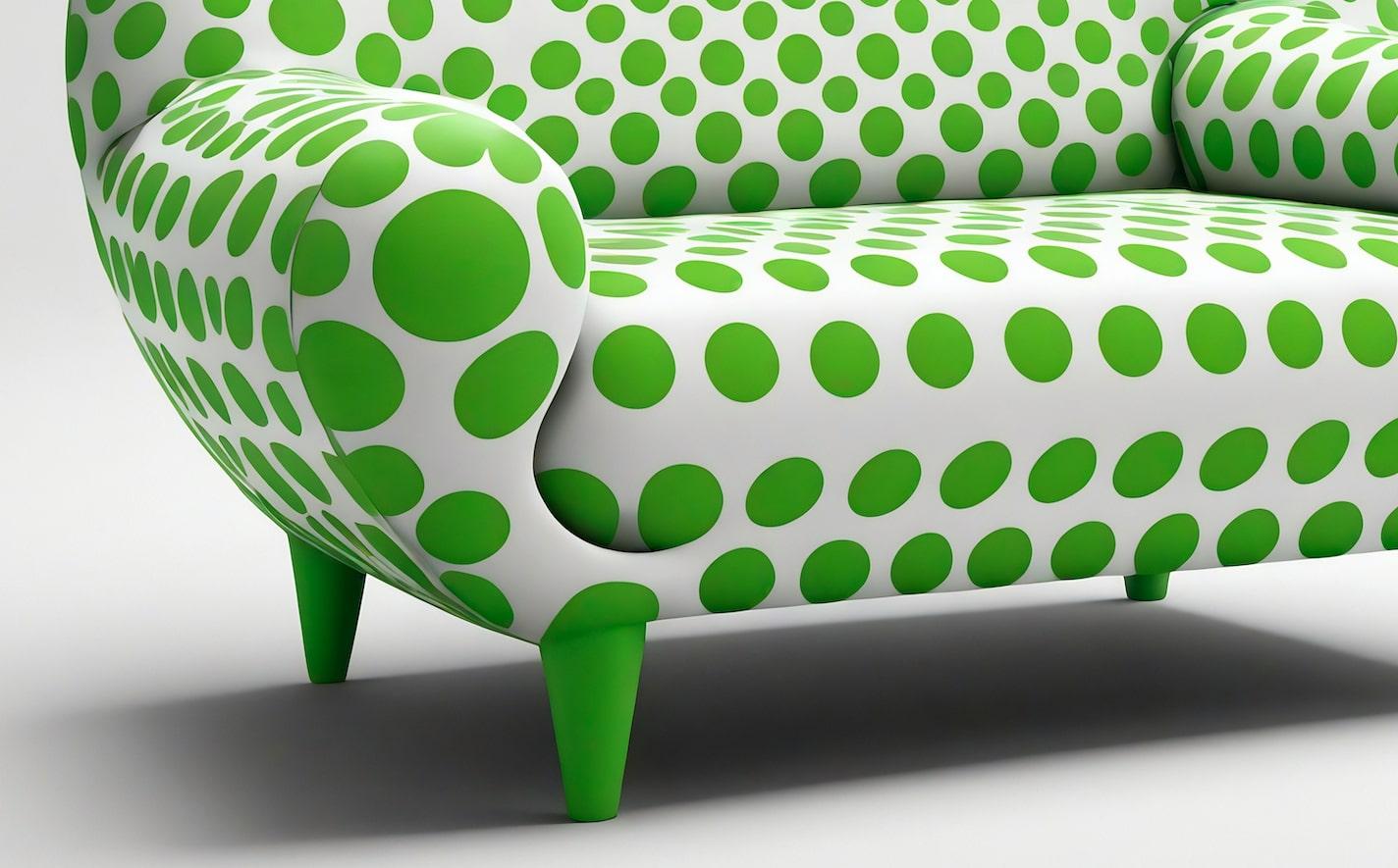 Kunsthandwerklicher kühner grüner Polkadot-Loungesessel (Moderne der Mitte des Jahrhunderts) im Angebot