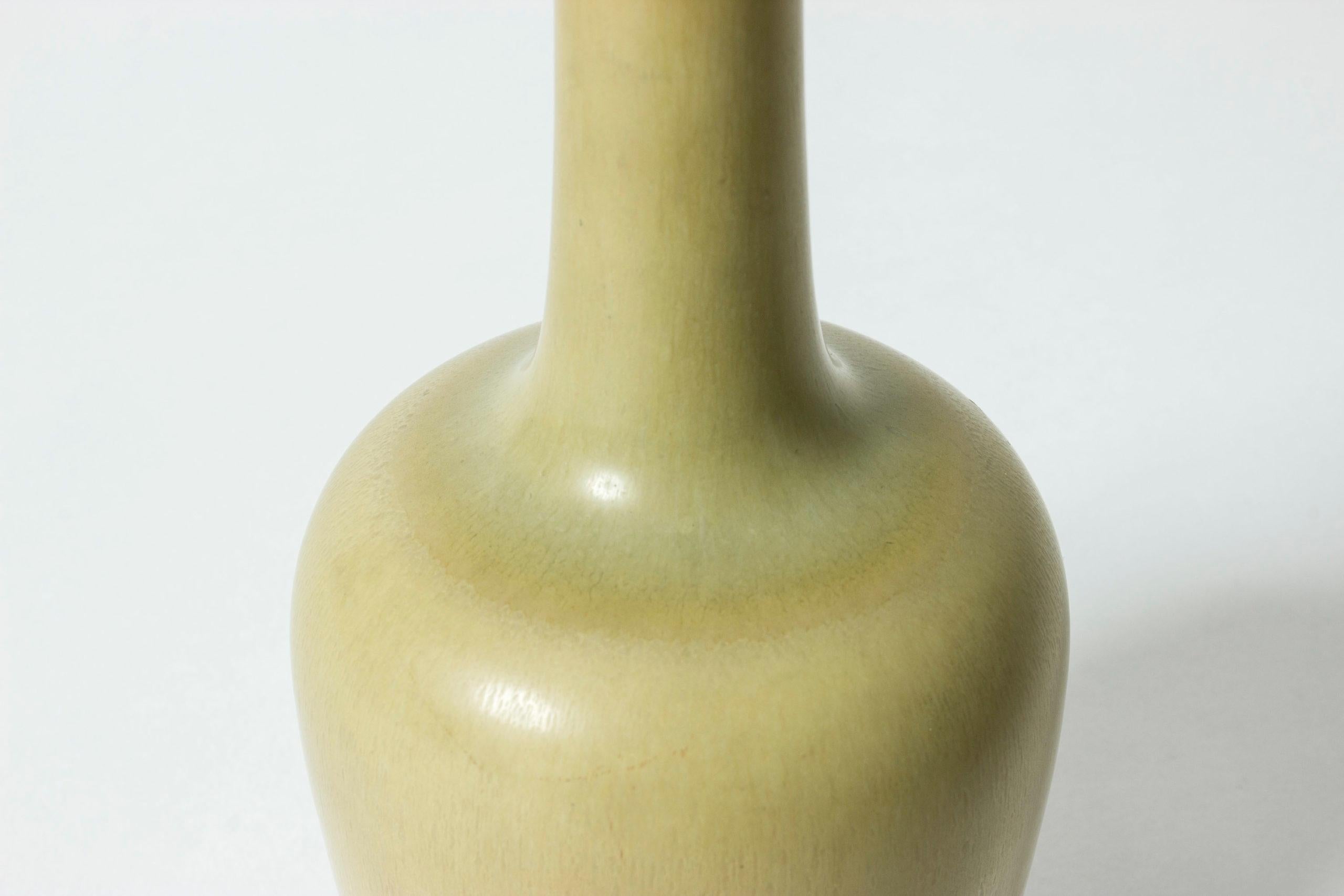 Mid-20th Century Light Green Stoneware Vase by Berndt Friberg for Gustavsberg, Sweden, 1950s For Sale
