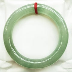 Certified Genuine Burmese Light Green Thick Jade Bangle