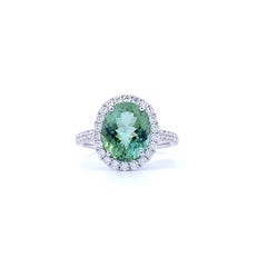 Light Green Tourmaline Halo Ring (#18214)