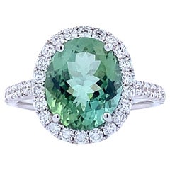 Light Green Tourmaline Halo Ring (#18214)