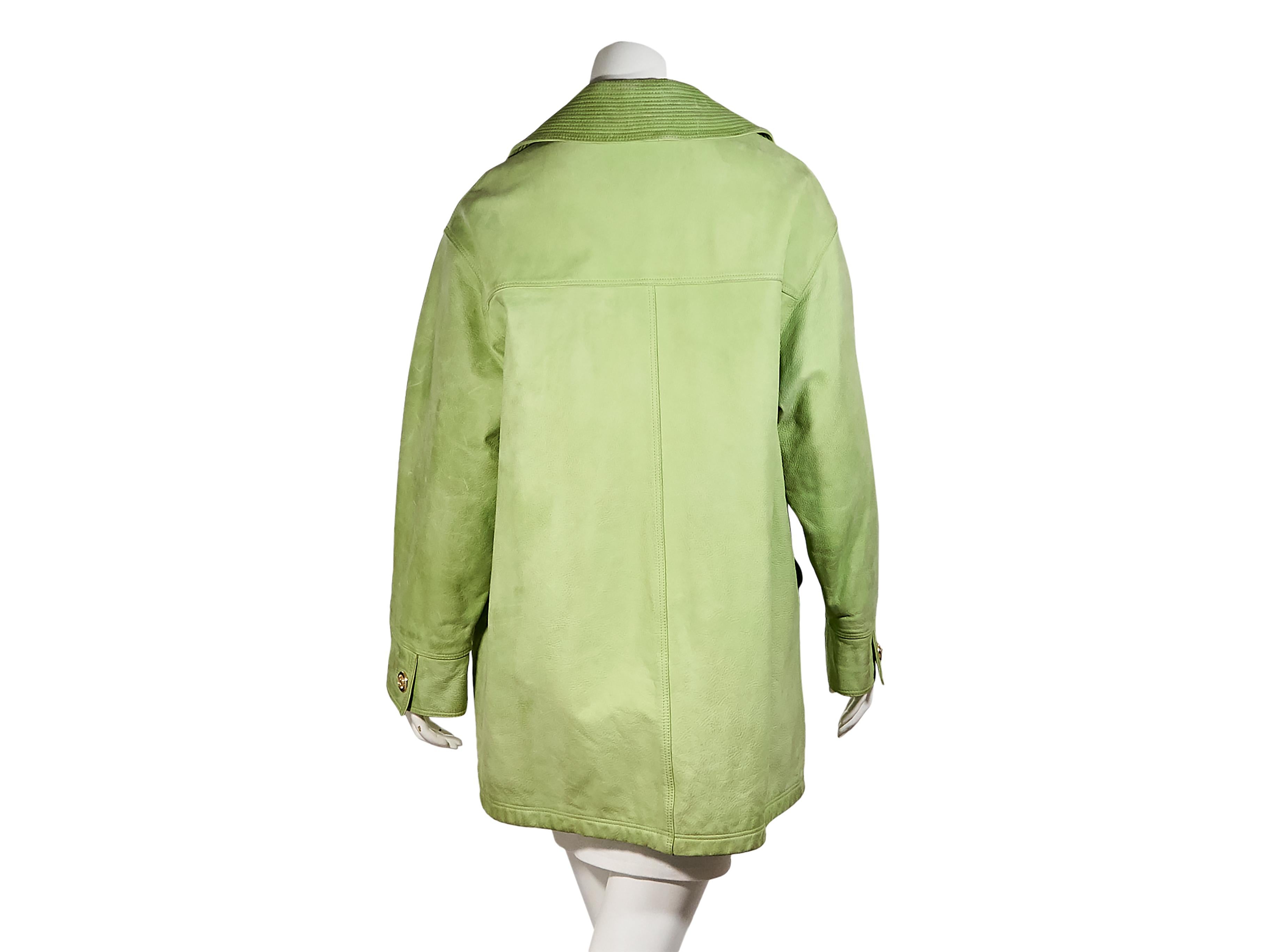 light green leather jacket