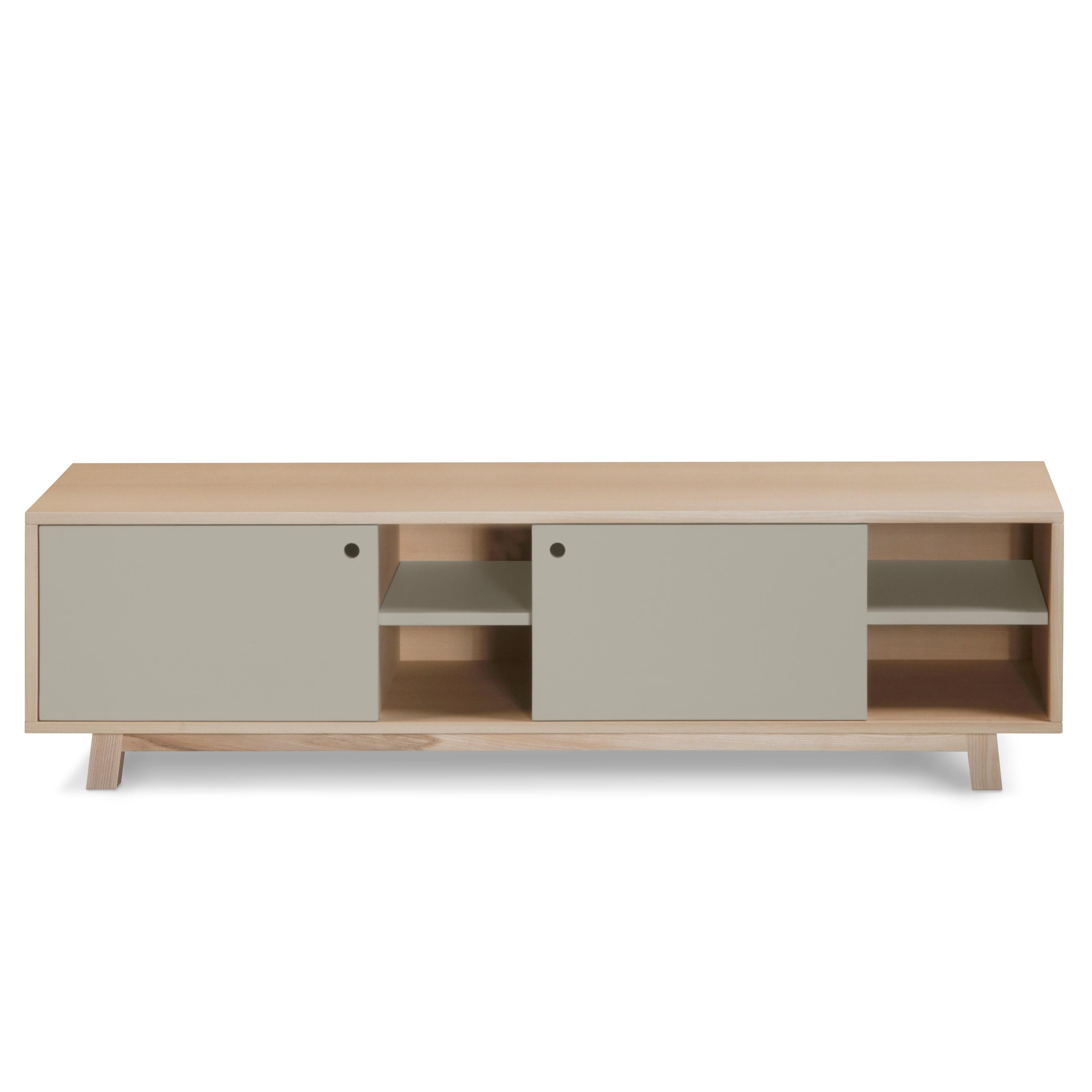 French Light Grey 2-Door TV Cabinet in ash with 11 colours, design E. Gizard - Paris For Sale