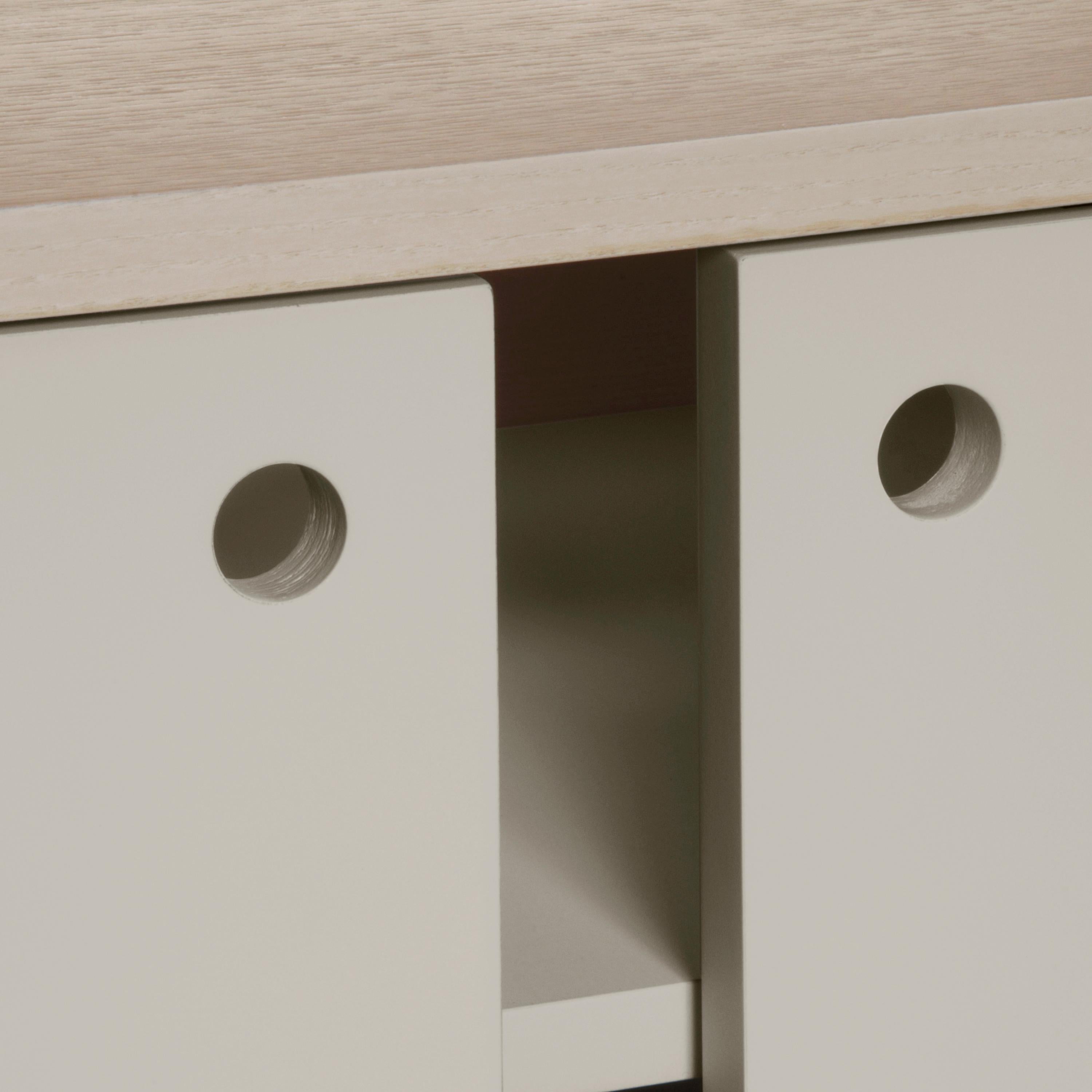 Ash Light Grey 2-Door TV Cabinet in ash with 11 colours, design E. Gizard - Paris For Sale