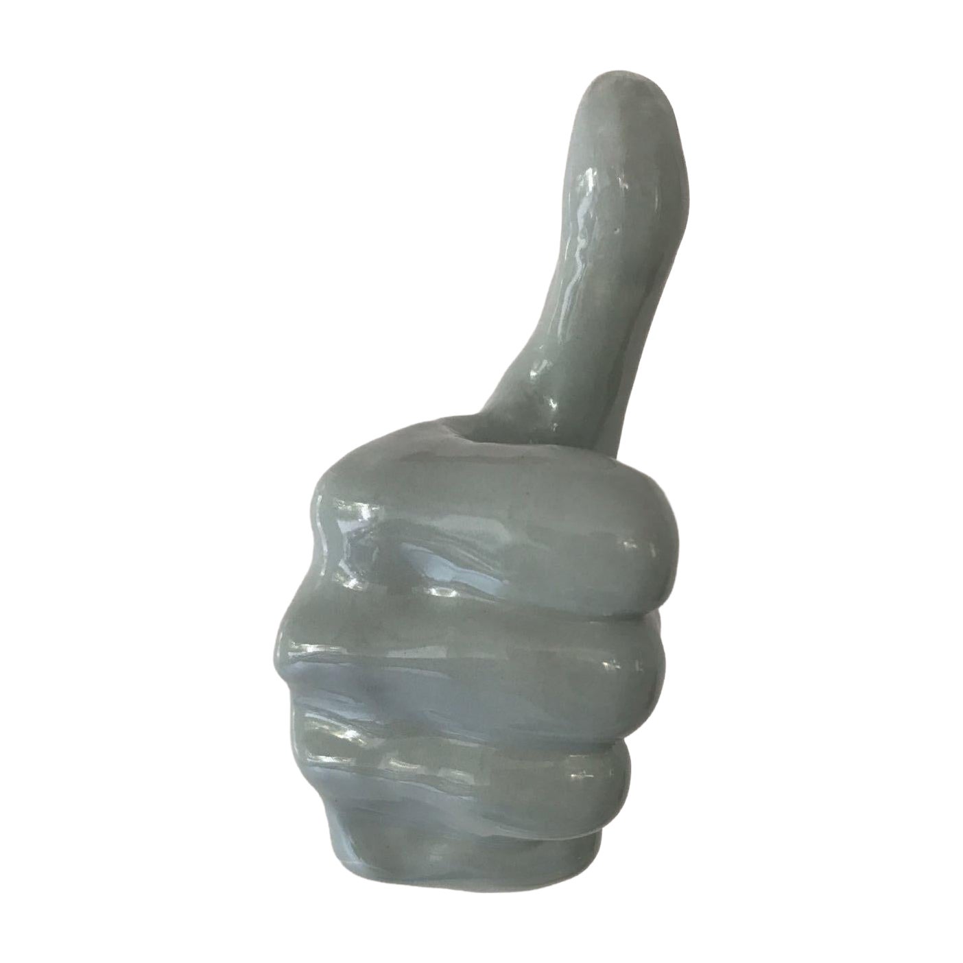 Light Grey Ceramic Thumbs Up Sculpture by ArtArsouf, Modern Design For Sale
