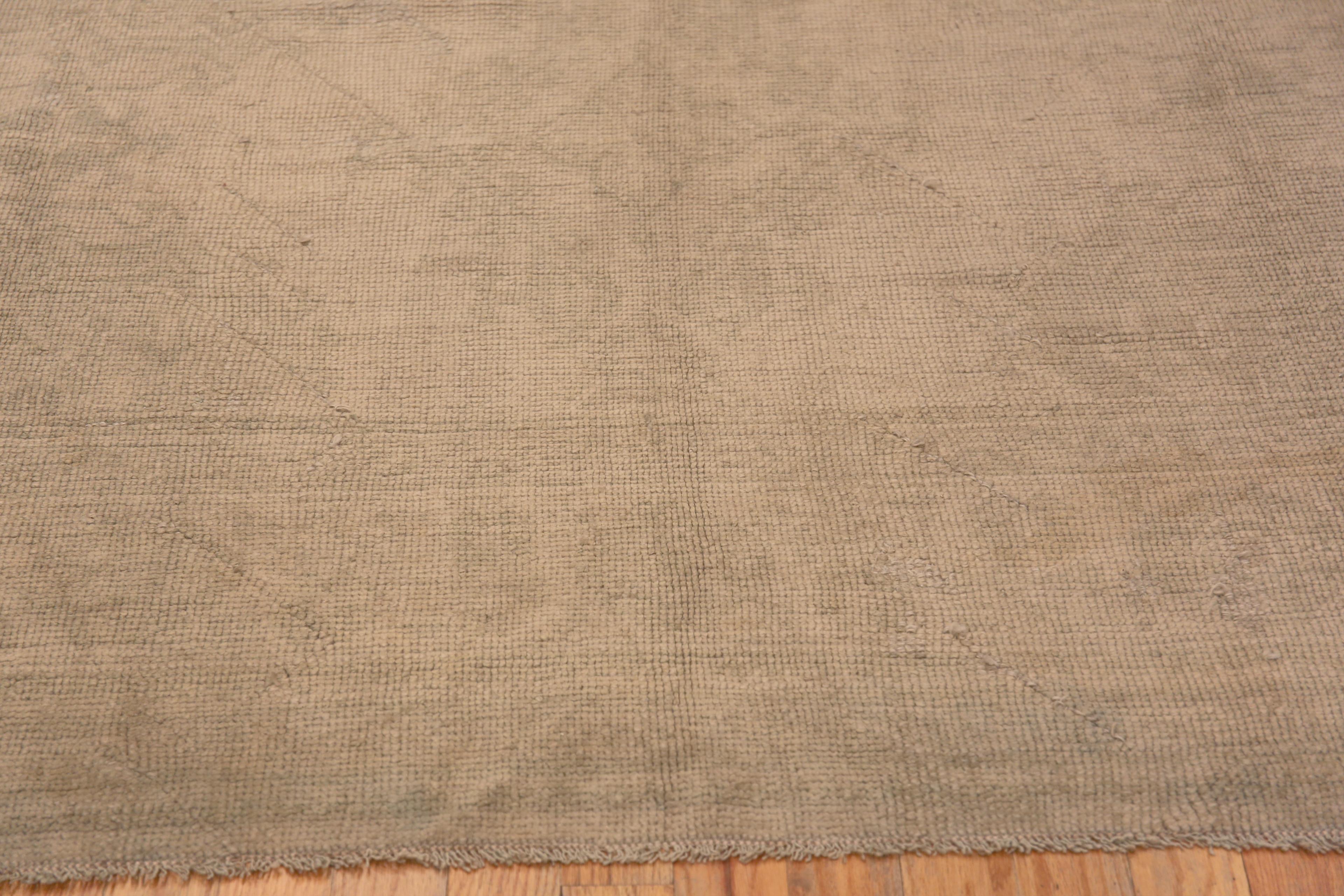 Light Grey Cream Color Tribal Design Antique Turkish Oushak Rug 11'9