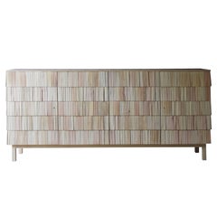 Scandinavian Credenza in Light Grey, Shingles in Pine Wood with Limestone Top