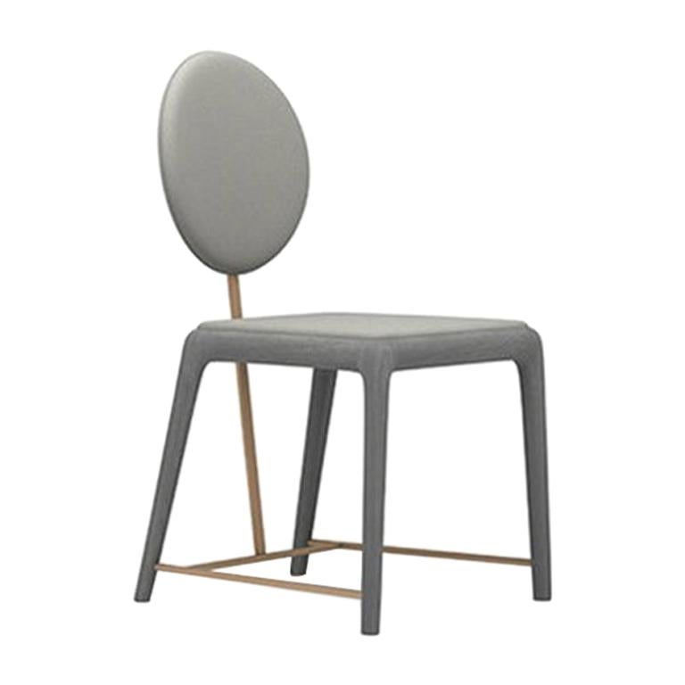 Light Grey Fan Chair with Oval Backrest by Frank Chou For Sale