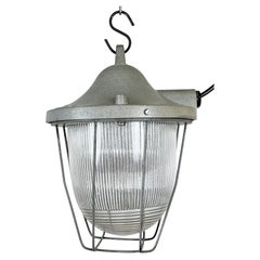 Light Grey Industrial Bunker Light from Polam Gdansk, 1970s