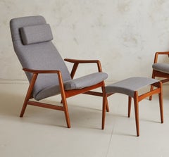 Light Grey Lounge Chair + Ottoman by Alf Svensson for Fritz Hansen
