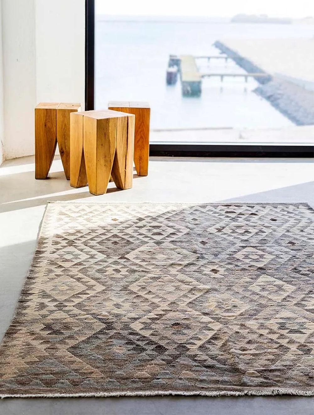 Danish Light Grey Natural Kelim Carpet by Massimo Copenhagen For Sale