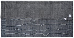 Light Grey & Navy Blue Striped Moroccan Design Area Rug
