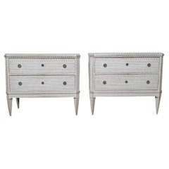 Light Grey Pair Gustavian Style Commodes, Sweden, circa 1870
