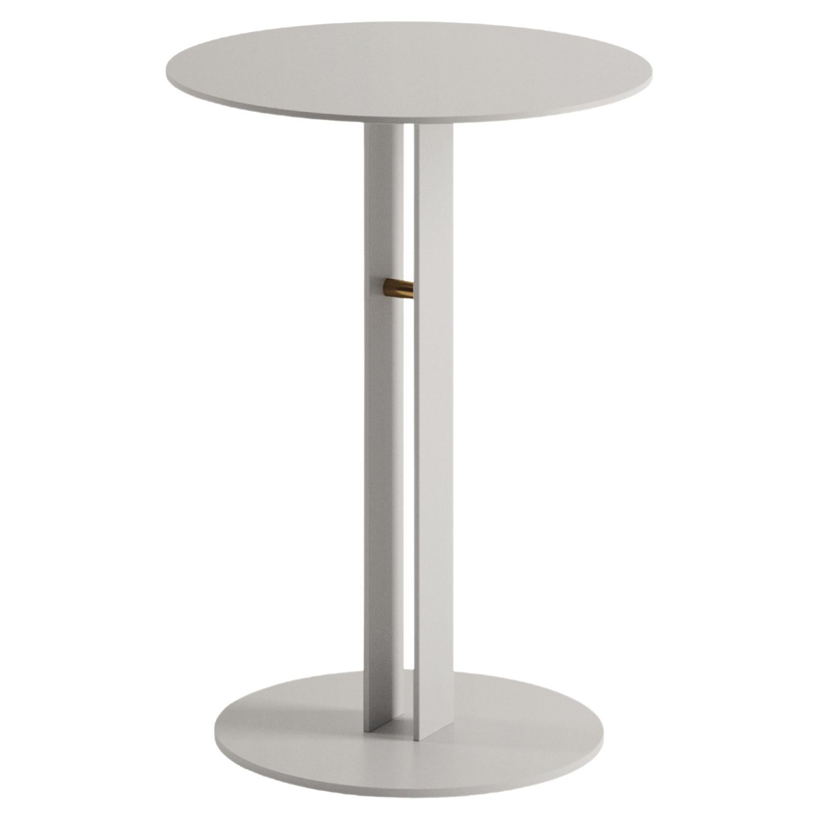 Light Grey Portman Side Table in Steel with Brass Designed by Master for Lemon