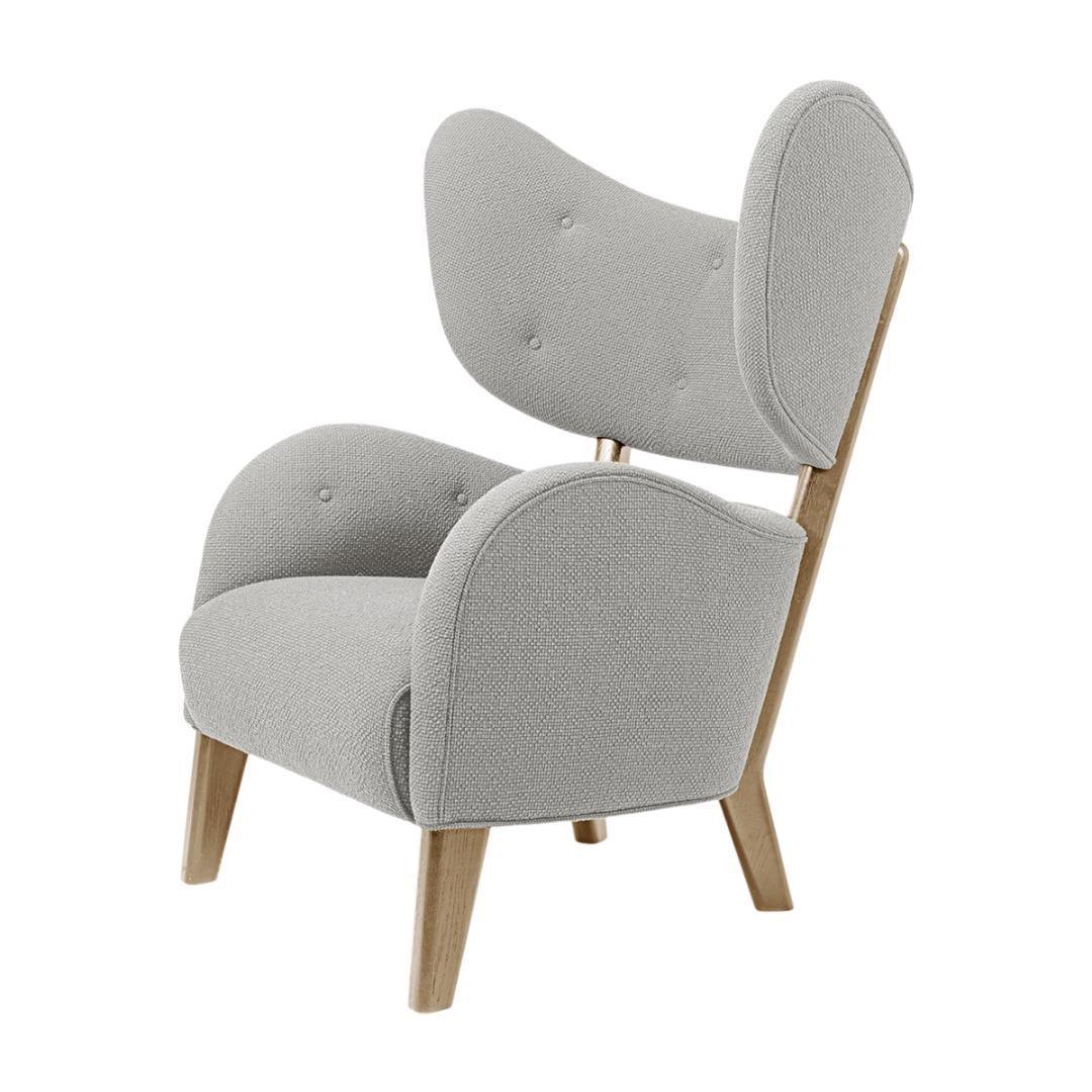 Light grey Raf Simons Vidar 3 natural oak my own chair lounge chair by Lassen.
Dimensions: W 88 x D 83 x H 102 cm. 
Materials: Textile.

Flemming Lassen's iconic armchair from 1938 was originally only made in a single edition. First, the then