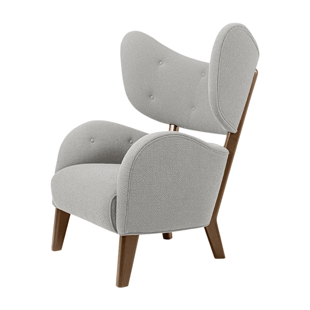 Light grey Raf Simons Vidar 3 smoked oak my own chair lounge chair by Lassen.
Dimensions: W 88 x D 83 x H 102 cm. 
Materials: Textile.

Flemming Lassen's iconic armchair from 1938 was originally only made in a single edition. First, the then
