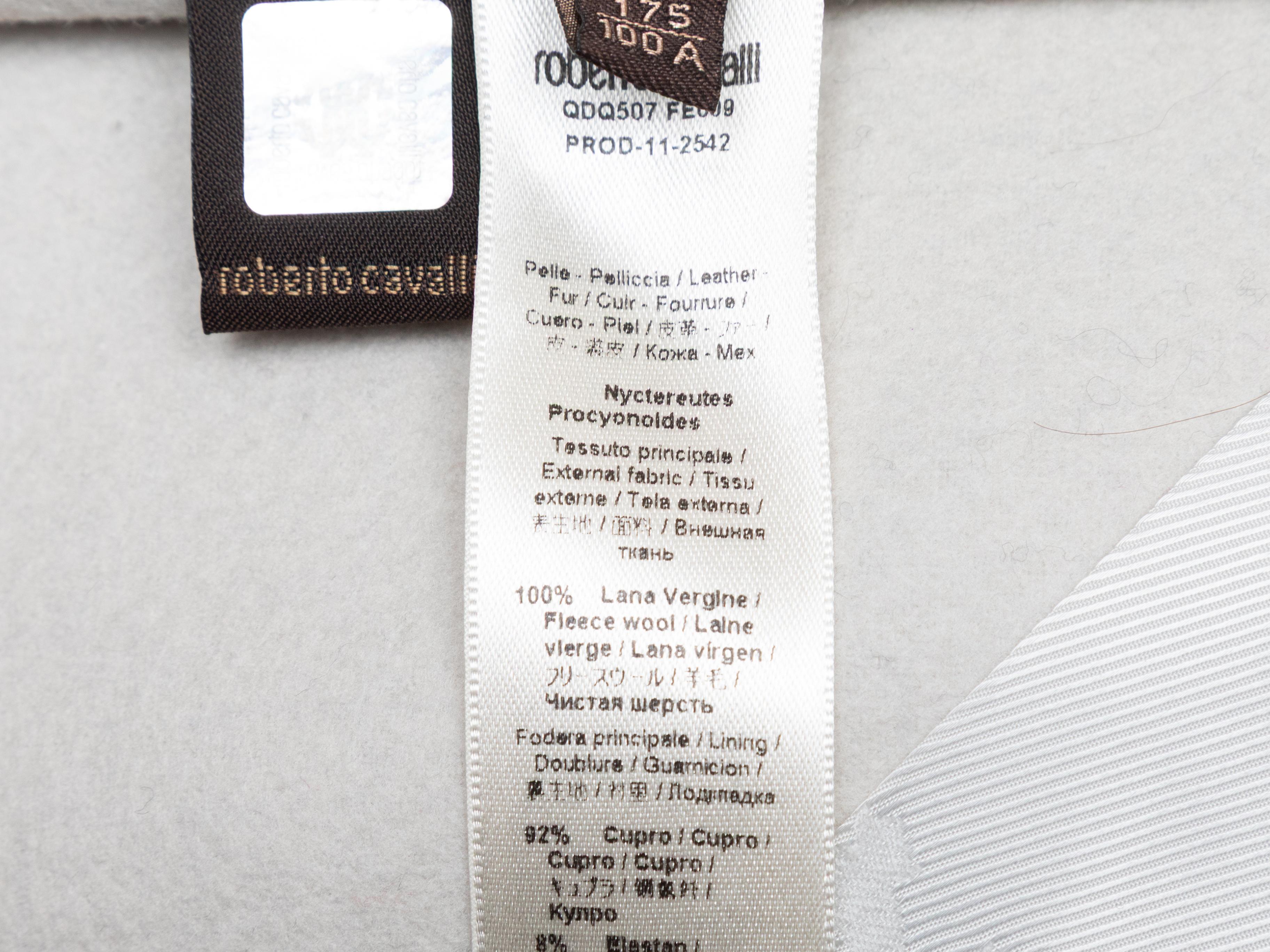 Manteau en laine vierge bordée de fourrure gris Light Roberto Cavalli Taille IT 44 Pour femmes en vente